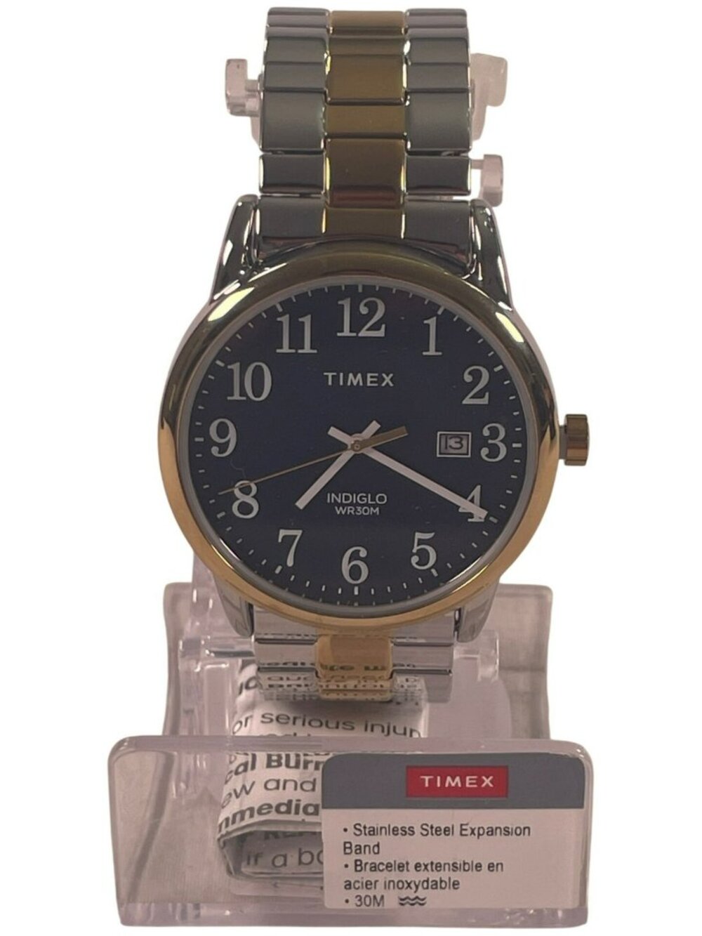 Timex Classic Indiglo Watch  Stainless Steel Two-Tone Water-Resistant 30m2R58500